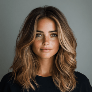 Balayage mechas rubias en pelo castaño