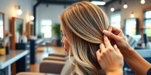 Balayage mechas rubias en pelo castaño