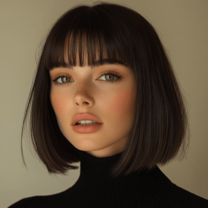 Cortes de pelo media melena modernos: tendencias 2025 para sorprender 8 media melena flequillo recto