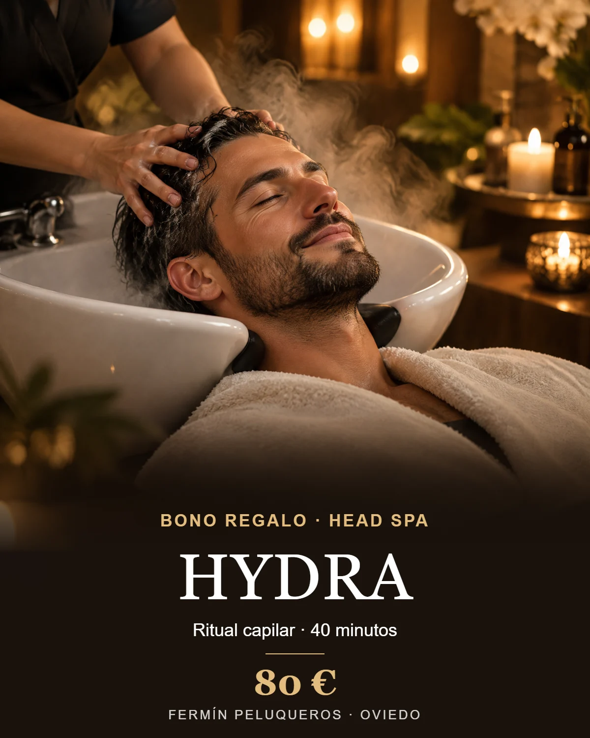 Regalo de Navidad para hombre en Oviedo: 10 ideas que sí aciertan 2 Bono regalo Head Spa HYDRA para hombre en Oviedo, 40 minutos, 80 €