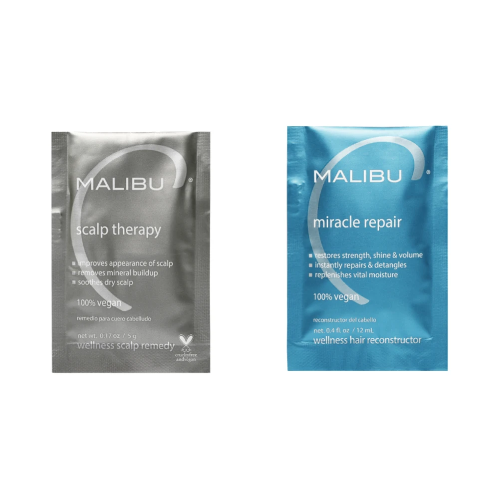 Malibu C Mini Rehab Cuero cabelludo · Kit Scalp Therapy + Miracle Repair 1 Kit Mini Malibu Rehab Cuero cabelludo: sobre Scalp Therapy y sobre Miracle Repair de Malibu C