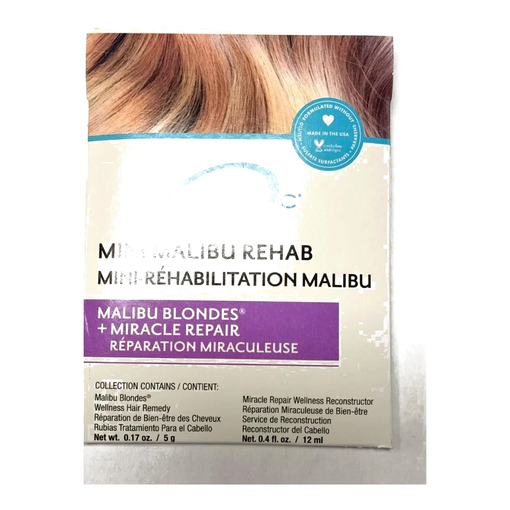 Malibu C Mini Rehab Rubios · Kit Malibu Blondes + Miracle Repair Blonde Enhancer 1 Pack Mini Malibu Rehab Malibu Blondes + Miracle Repair de Malibu C