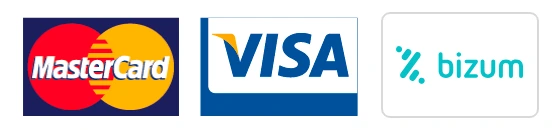 Pago seguro con tarjeta Visa, Mastercard y Bizum
